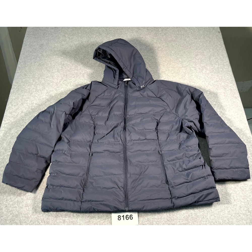 Time And Tru Puffer Jacket Womens 2X Gray Hooded Full Zip Casual Warm Winter